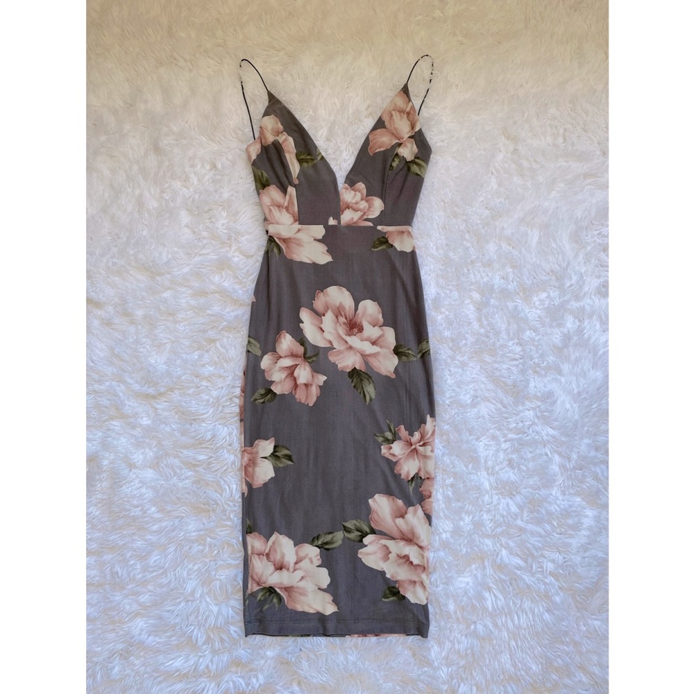 Floral backless midi dress